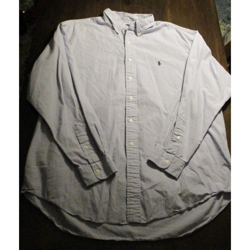 Ralph Lauren Button Down Navy White Stripes Size XL
